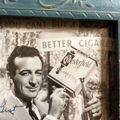 4" x 6" Autographed picture of Harry James and the Advertisement  of Chesterfield Kings makes this even more collectable.