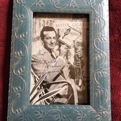 4" x 6" Autographed picture of Harry James and the Advertisement  of Chesterfield Kings makes this even more collectable.