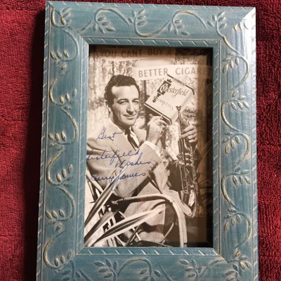 4" x 6" Autographed picture of Harry James and the Advertisement  of Chesterfield Kings makes this even more collectable.