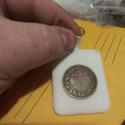 1936 One Quarter Anna India Coin 