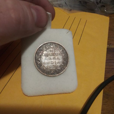 1939 One Quarter Anna India Coin 