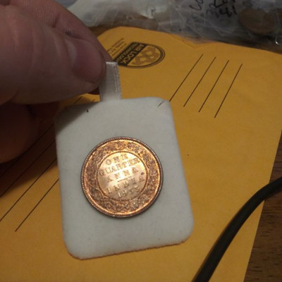 1933 One Quarter Anna India Coin 