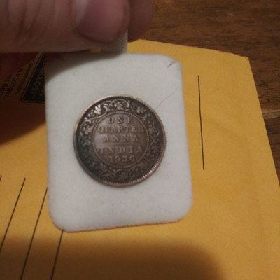 1936 One Quarter Anna India Coin