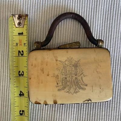 Antique late 1800â€™s (?) Bone Coin Purse and Fan