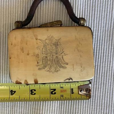 Antique late 1800â€™s (?) Bone Coin Purse and Fan