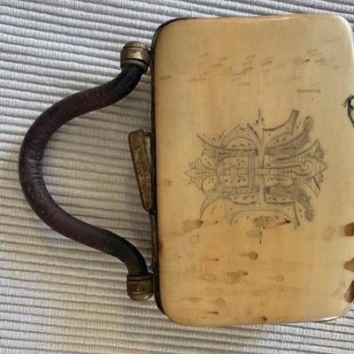 Antique late 1800â€™s (?) Bone Coin Purse and Fan