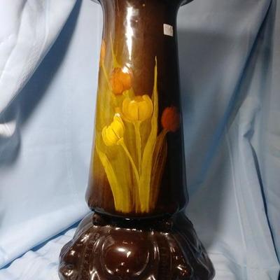 Hand Painted Louwelsa Weller Jardiniere and Pedestal - 19-1/2" Tall Pedestal - 