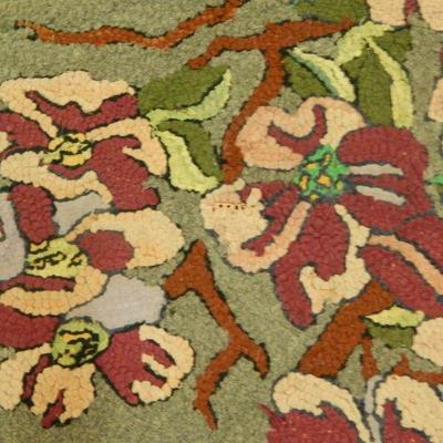 Vintage Grey & Floral Hooked Rug - 28" x 48"