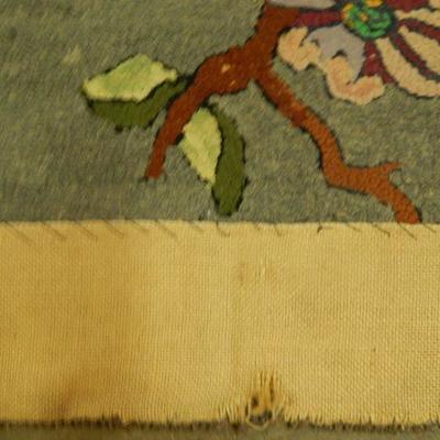 Vintage Grey & Floral Hooked Rug - 28" x 48"