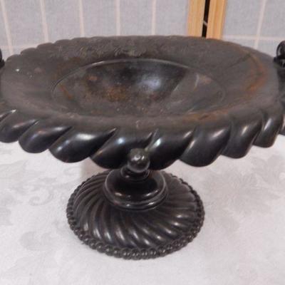 Floral Engraved Metal Basket w/ Handle 