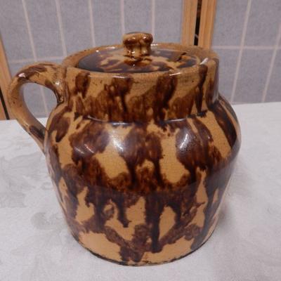 Chocolate Drizzle Crock w/ Lid and Handle 