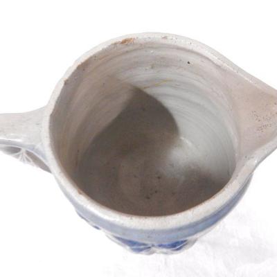 Blue & Cream Stoneware Pitcher - Dutch Scene 7" Tall
