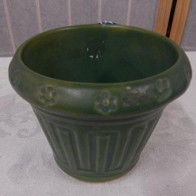 Small Green Ceramic Planter - 4-1/4" Tall - 4" Opening