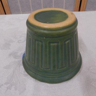 Small Green Ceramic Planter - 4-1/4" Tall - 4" Opening