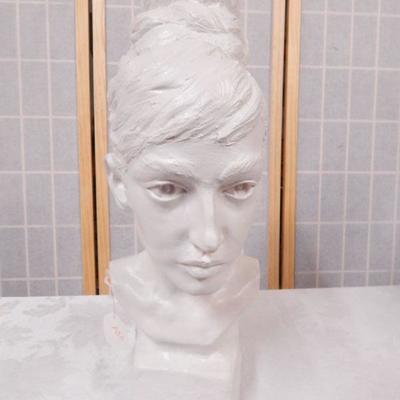 White Chalkware Plaster Bust (signed Lyman)