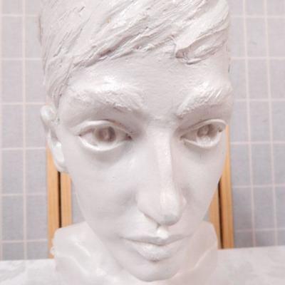 White Chalkware Plaster Bust (signed Lyman)