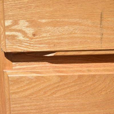 5 Drawer Wooden Dresser, 4'x31.5"x19" - Small Dent on Side & Below 3rd Drawer
