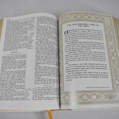 Holy Bible, Hardcover, Cream with Metallic Gold Accents, New Condition 1968