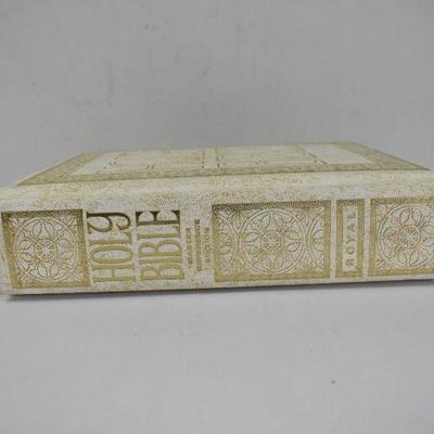 Holy Bible, Hardcover, Cream with Metallic Gold Accents, New Condition 1968