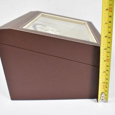 10 Grid Luxury Watch Storage Case Display Box Framed Glass Lid - SEE DESCRIPTION