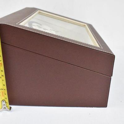 10 Grid Luxury Watch Storage Case Display Box Framed Glass Lid - SEE DESCRIPTION