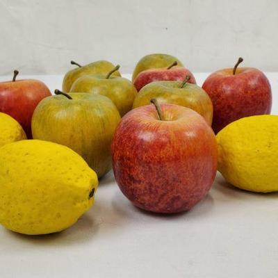 Fake Fruit Decor, 9 Apples & 3 Lemons