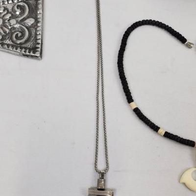 Cross Wall Hanging, Cross Necklace & Puka Shell Necklace