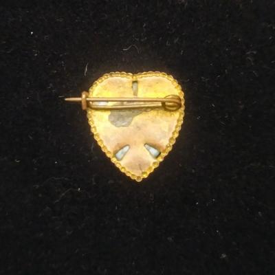 Vintage Blue Heart Brooch 1"x 1"