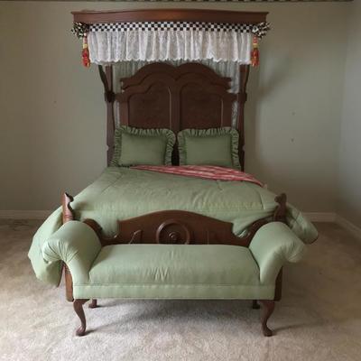 Green Bench/Ottoman with Arms