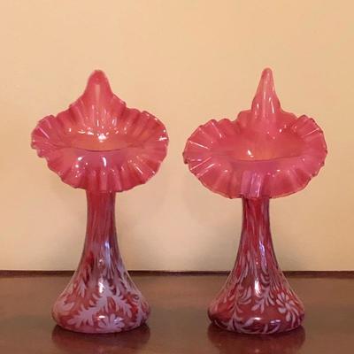 Lot 23 - Pair of Fenton Tulip Vases