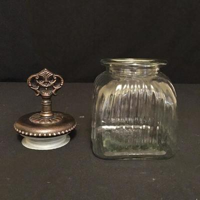 Lot 26 - Plant Stand & Glass Jar