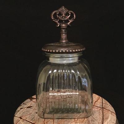 Lot 26 - Plant Stand & Glass Jar