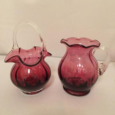 Lot 44 - Pink Stemware & Plates