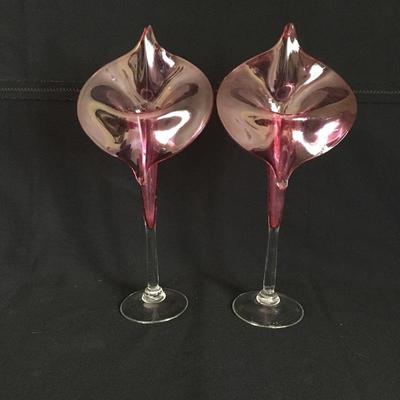 Lot 44 - Pink Stemware & Plates