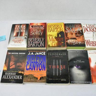 10 Paperback Books: 5 Romantic Suspense & 5 Suspense: Behind Closed Doors...