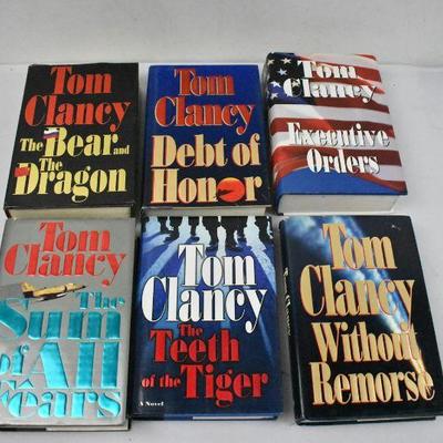 6 Hardcover Books by Tom Clancy: The Bear & The Dragon -to- Without Remorse