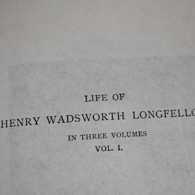 3 Hardcover Books: The Life of Henry Wadsworth Longfellow Vol 1-3, Vintage 1969