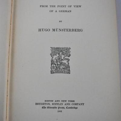 Antique Hardcover Book 1902: American Traits from the Point of View of a German