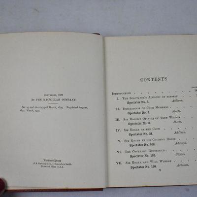 Antique Hardcover Book 1900: Sir Roger de Coverley, Essays from the Spectator