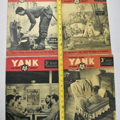 4 Large Magazines of The Army Weekly, Yank - Vintage 1945-1946