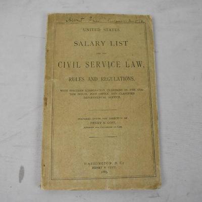 US Salary List & the Civil Service Law by Henry N Copp - Antique 1883, Paperback