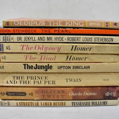 9 Paperback Classic Books: Oedipus The King -to- A Streetcar Named Desire