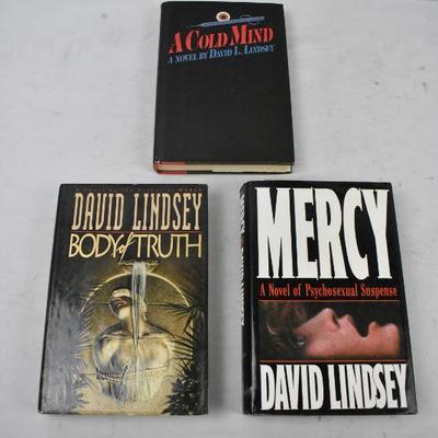 3 Hardcover Books by David Lindsey: A Cold Mind -to- Mercy