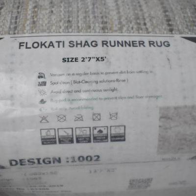 2'7" x 5' Ivory Faux Sheepskin Shag Runner Rug, Flokati - New