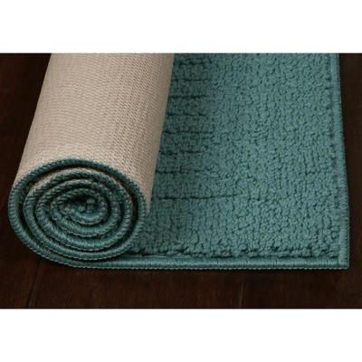 3 Piece Teal Rugs by Mainstays Dylan Solid Pattern Accent Rug Set - New