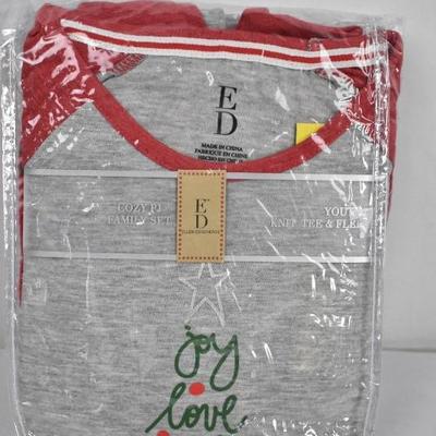 Children's Pajama Set, Red & Gray Christmas, Size Large 10-12 - New