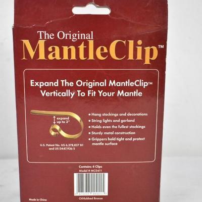 The Original Mantle Clip, Set of 4, Oil Rubbed Bronze Toned Metal - New