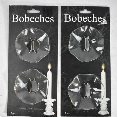4x Glass Bobeches Candle Rings, 2.6" Each - New