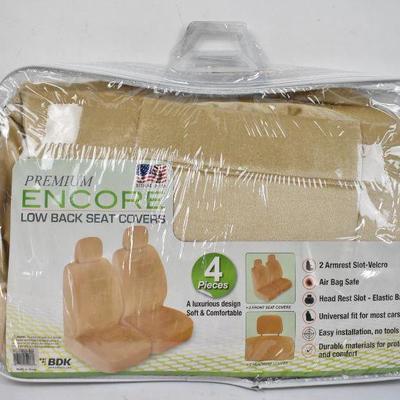 Car Seat Covers for 2 Seats & 2 Headrests, Beige Premium - New - $28 Retail