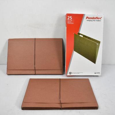 2 Expanding Legal Size Folders & Legal Hanging File Folders - New, $45 Retail